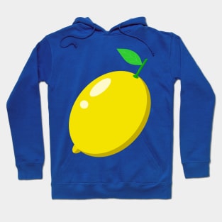 A whole yellow ripe lemon. Green sprig and leaf. Hoodie